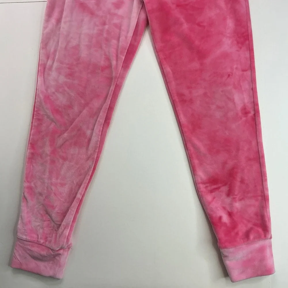 btween Pink Tie-Dye Velour Tracksuit Kids Size 8 Ruffle Shoulder Jogger Set
